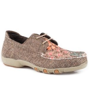 Roper Floral Brown Canvas Shoes 9.5
